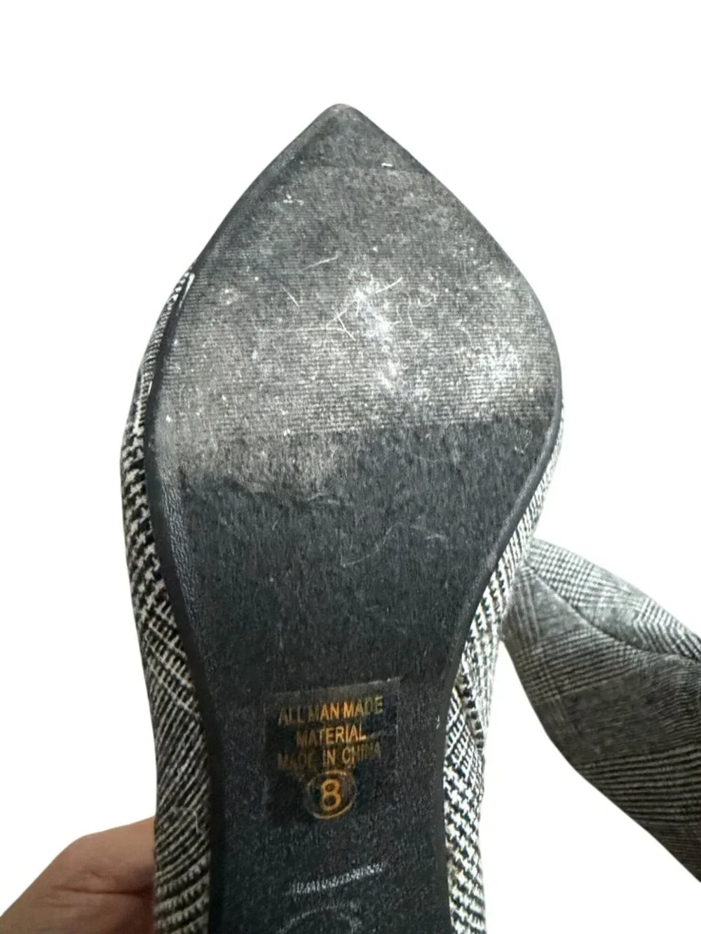 RED DELICIOUS Gray Glenplaid Fabric Booties Boots Size 8